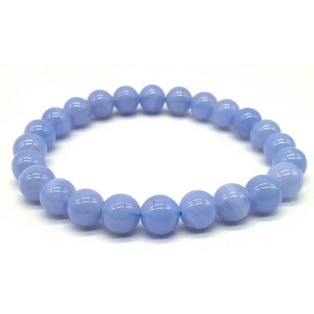 Bracelet Calcédoine Bleue  perles 8mm