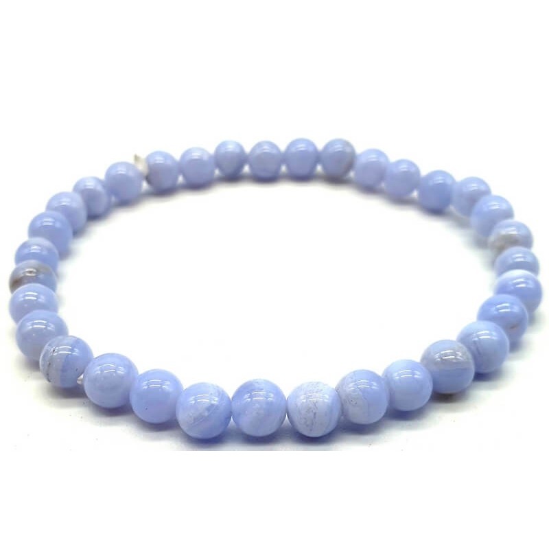 Bracelet Calcédoine Bleue  perles 6mm