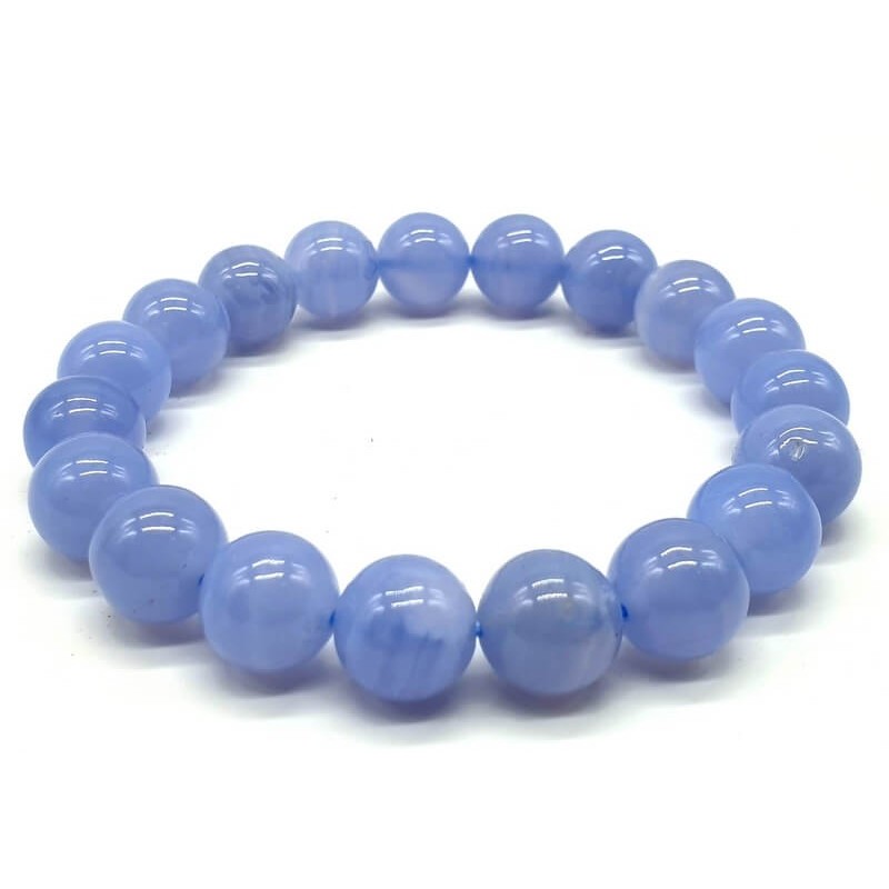 Bracelet Calcédoine Bleue perles 10mm