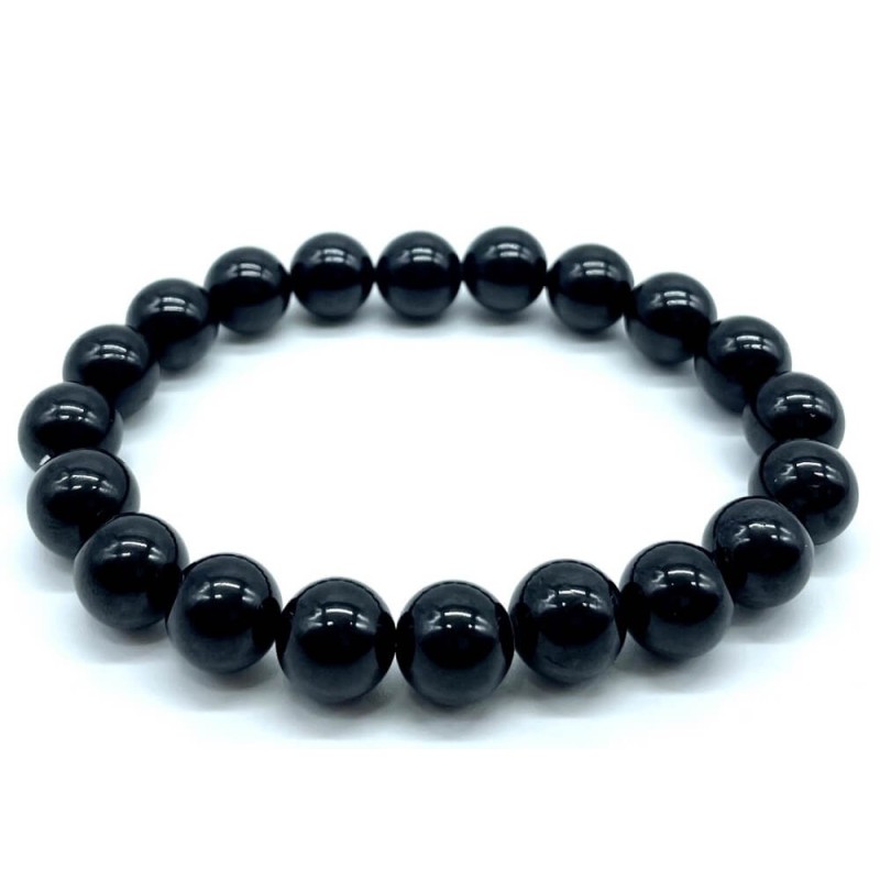 Bracelet Spinelle Noire perles 10mm