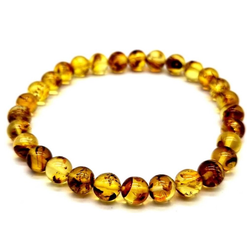 Bracelet Ambre Claire perles 6mm