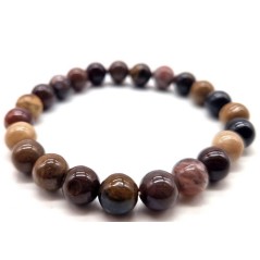 Bracelet Agate Fossile perles 8mm