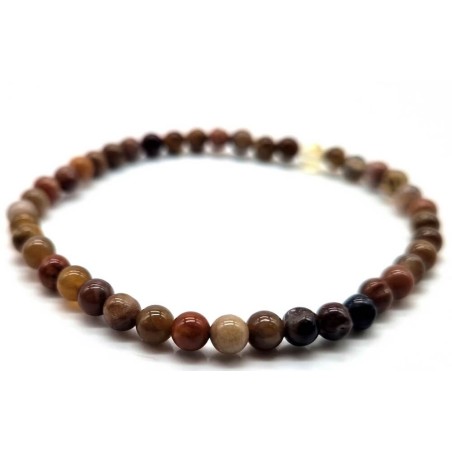 Bracelet Agate Fossile perles 4mm