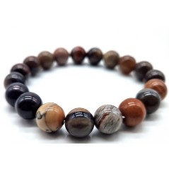 Bracelet Agate Fossile perles 10mm