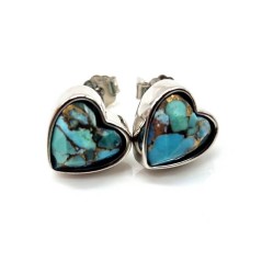 Boucles d'oreilles Argent 925 Turquoise Coeur