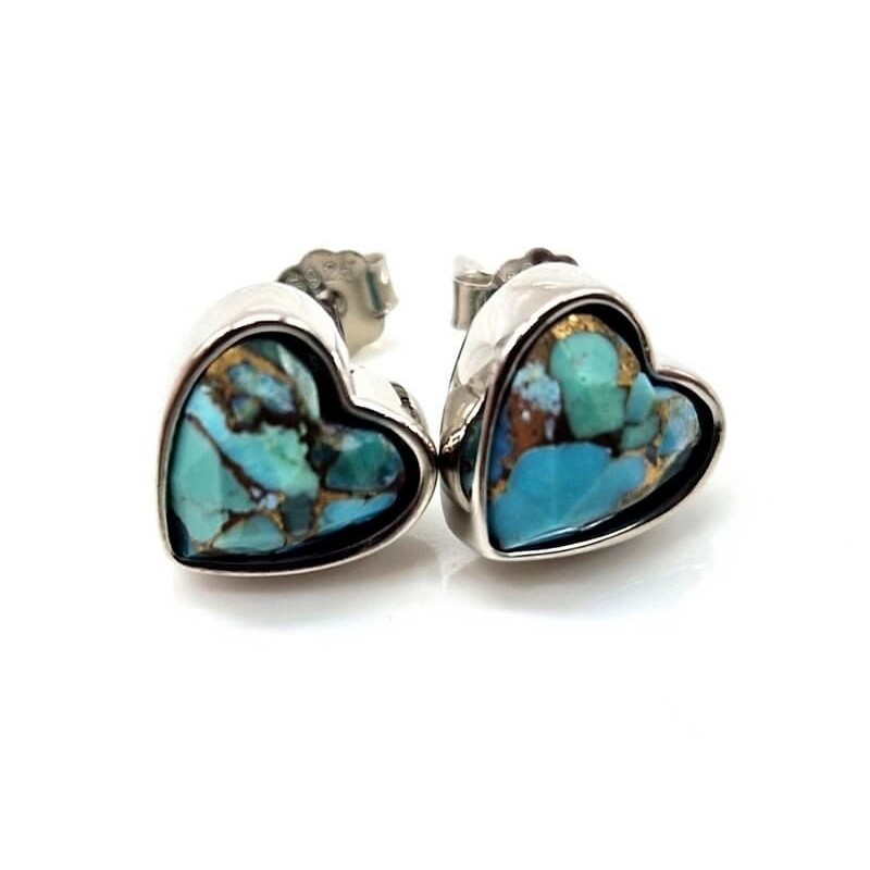 Boucles d'oreilles Argent 925 Turquoise Coeur