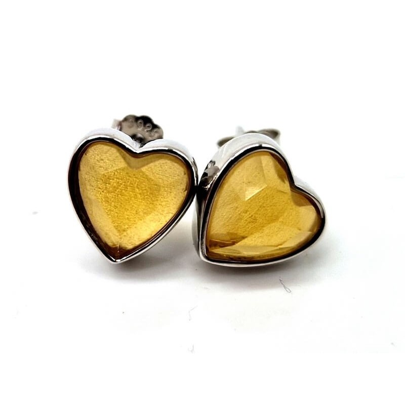 Boucles d'oreilles Argent 925 Citrine Coeur