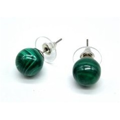 Boucles d'oreilles Perle Malachite 10mm