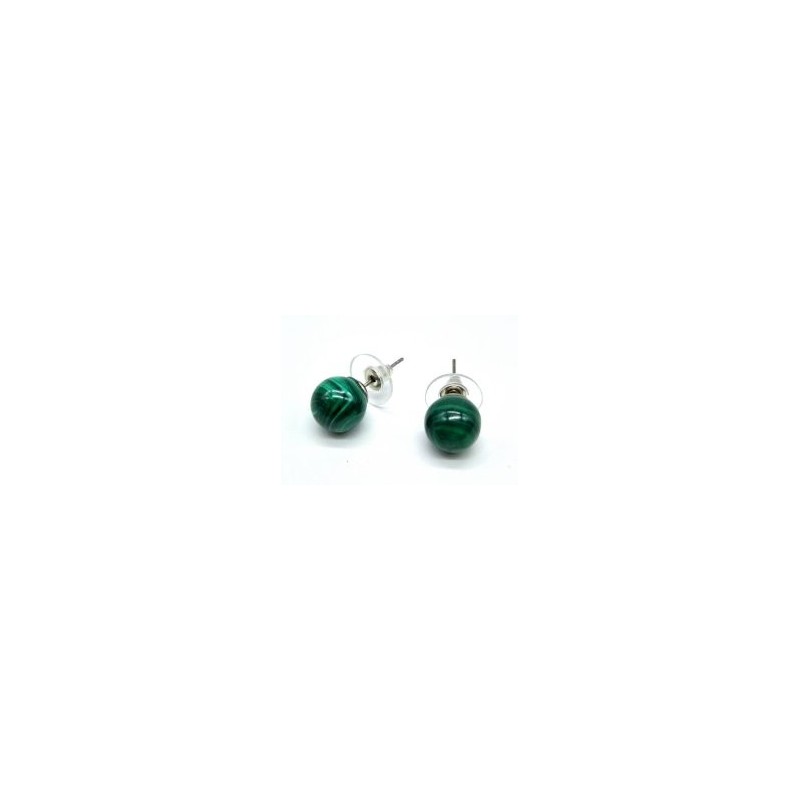 Boucles d'oreilles Perle Malachite 10mm