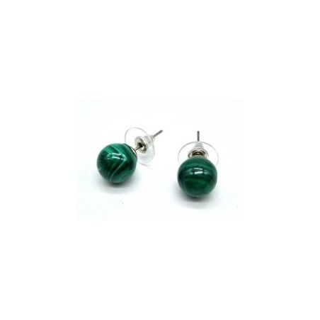 Boucles d'oreilles Perle Malachite 10mm