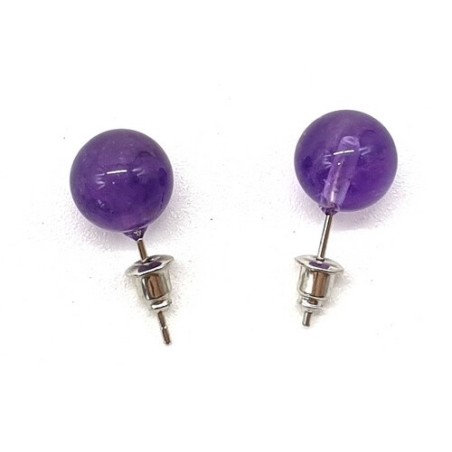 Boucles d'oreilles Perle Améthyste 10mm