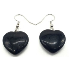 Boucles d'oreilles Cur Obsidienne Noire 4cm