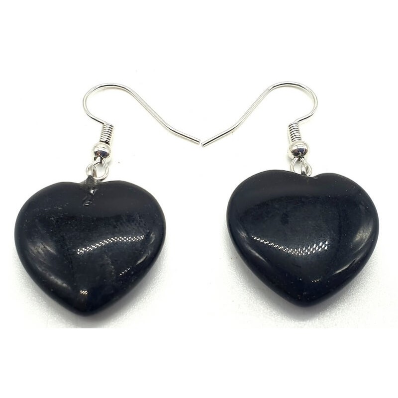 Boucles d'oreilles Cur Obsidienne Noire 4cm