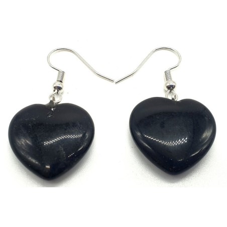 Boucles d'oreilles Cur Obsidienne Noire 4cm