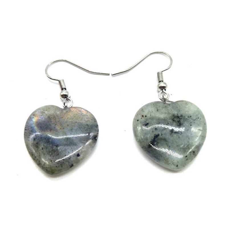 Boucles d'oreilles Cur Labradorite 4cm