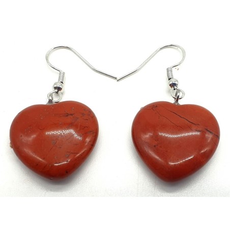 Boucles d'oreilles Cur Jaspe Rouge 4cm