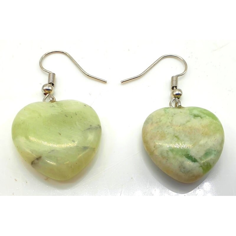 Boucles d'oreilles Cur Jade Verte 4cm