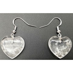 Boucles d'oreilles Cur Cristal de Roche 4cm