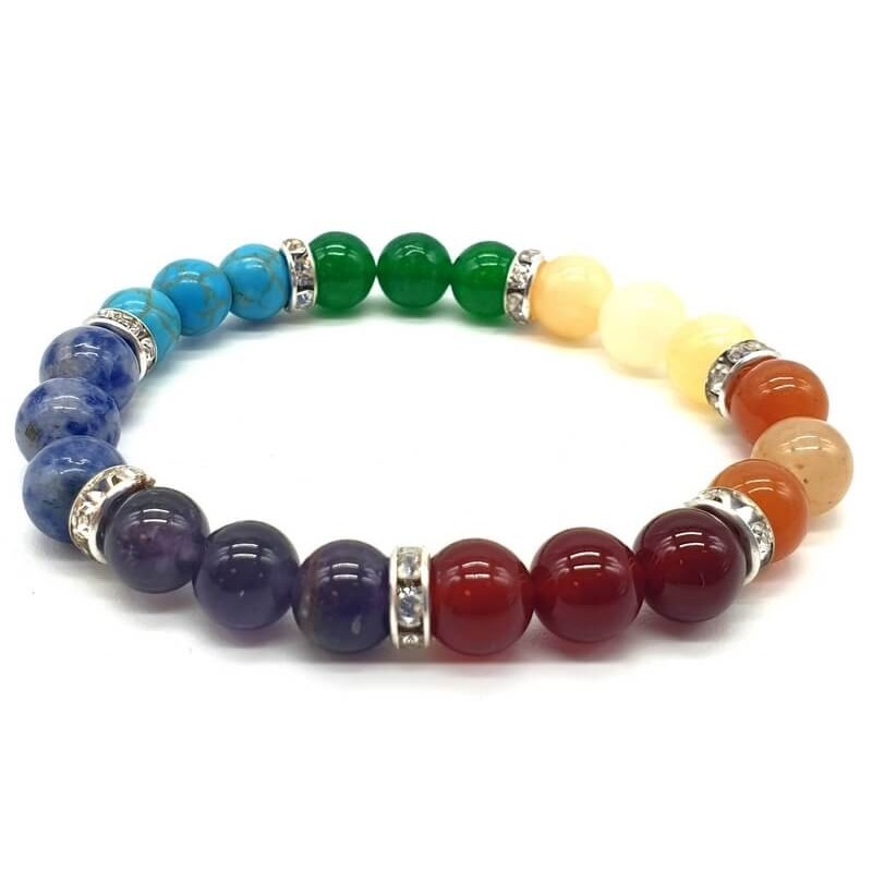 Bracelet 7 chakras 3-mix perles 8mm