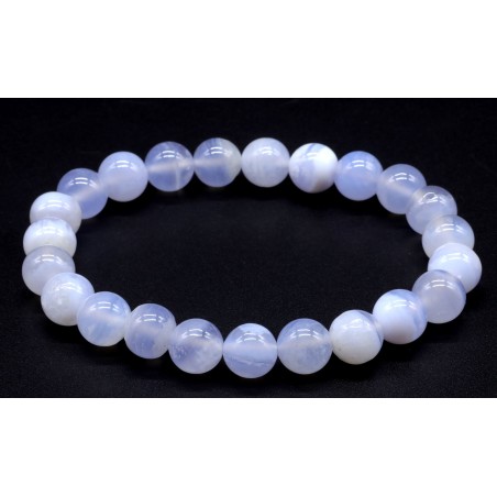 Bracelet Calcédoine Bleue  perles 8mm