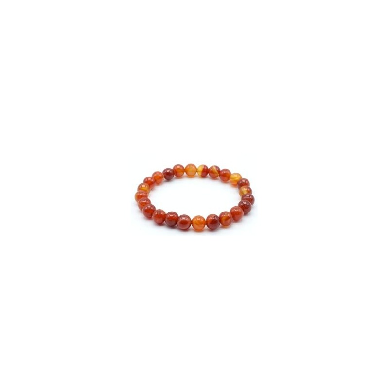 Bracelet Cornaline Rubanée perles 8mm