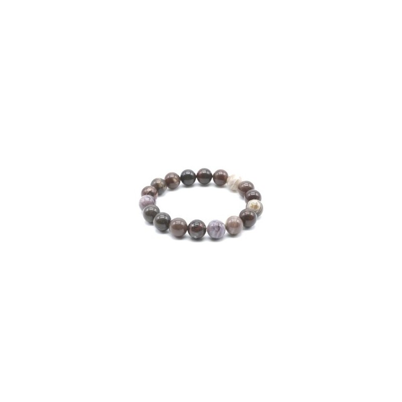 Bracelet Agate Fossile perles 10mm