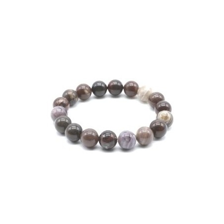 Bracelet Agate Fossile perles 10mm