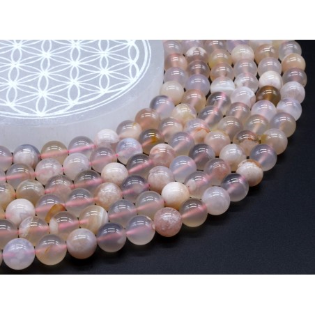 Fil de Perles Agate Fleur de Cerisier