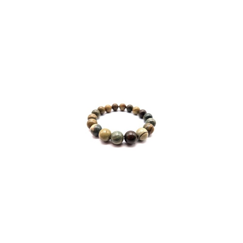 Bracelet en Jaspe Feuille d’Argent – Protection, Équilibre & Clarté Intérieure