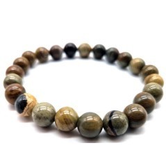 Bracelet en Jaspe Feuille d’Argent – Protection, Équilibre & Clarté Intérieure