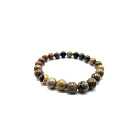 Bracelet en Jaspe Feuille d’Argent – Protection, Équilibre & Clarté Intérieure
