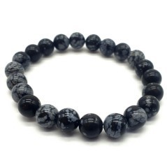 Bracelet lithothérapie obsidienne neige – Harmonie intérieure