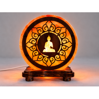 Lampe de sel Bouddha 5 kg sur socle bois | Spiritual Deity