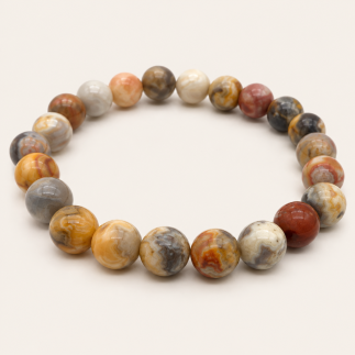 Bracelet en agate Crazy Lace – perles rondes de 8 mm