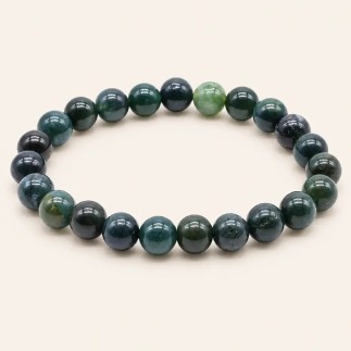 Bracelet en agate mousse – Perles de 8 mm
