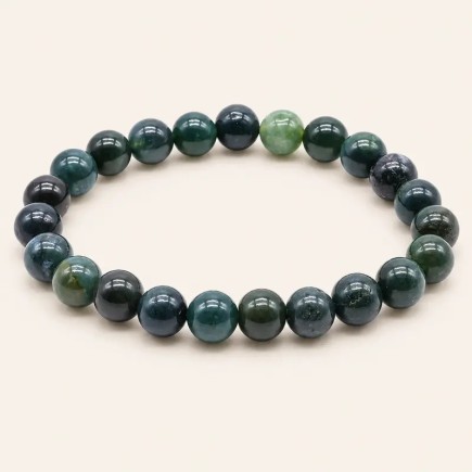 Bracelet en agate mousse – Perles de 8 mm