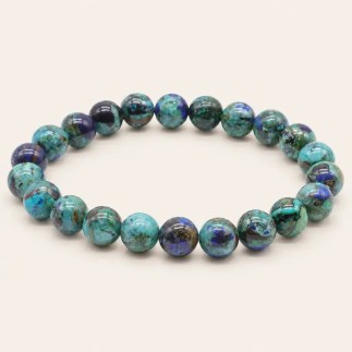 Bracelet en azurite avec perles rondes de 8 mm