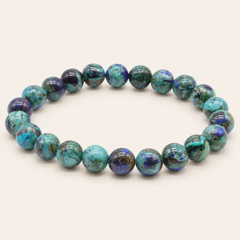 Bracelet en azurite avec perles rondes de 8 mm Bracelet en azurite avec perles rondes de 8 mm