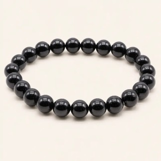 Bracelet en spinelle noire avec perles rondes de 8 mm