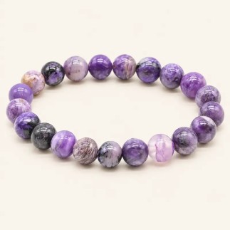 Bracelet en charoïte avec perles rondes de 8 mm