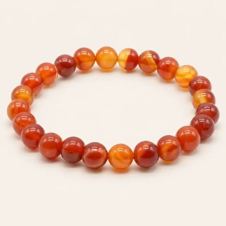 Bracelet en cornaline avec perles rondes de 8 mm