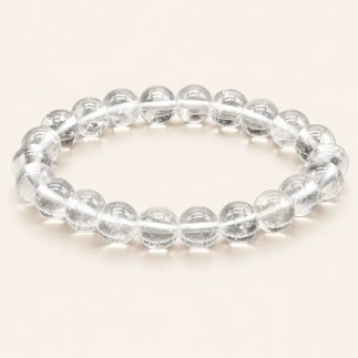 Bracelet en cristal de roche avec perles rondes de 8 mm