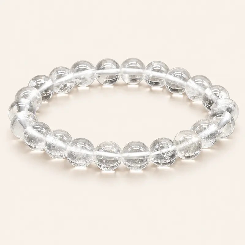 Bracelet en cristal de roche avec perles rondes de 8 mm Bracelet en cristal de roche avec perles rondes de 8 mm