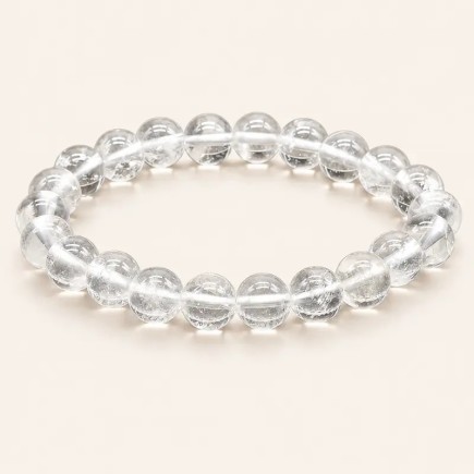 Bracelet en cristal de roche avec perles rondes de 8 mm