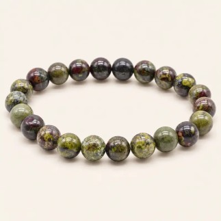 Bracelet en jaspe Sang de Dragon avec perles rondes de 8 mm
