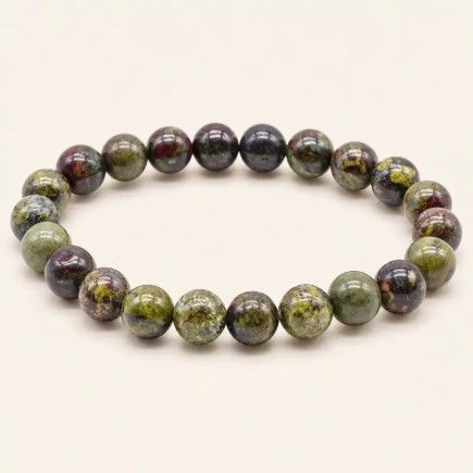 Bracelet en jaspe Sang de Dragon avec perles rondes de 8 mm