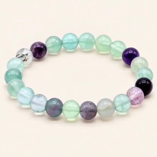 Bracelet en fluorite avec perles rondes de 8 mm
