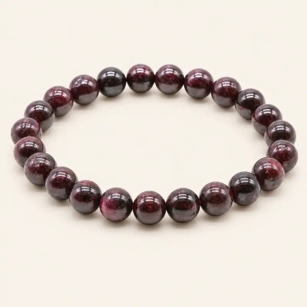 Bracelet en grenat avec perles rondes de 8 mm