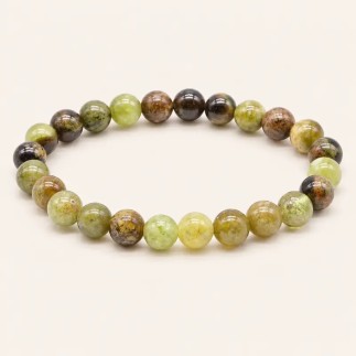 Bracelet en grenat vert, perles rondes de 8 mm