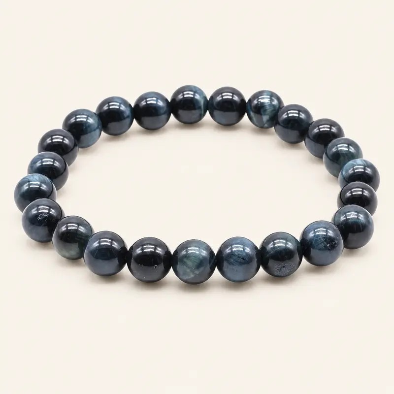 Bracelet en œil de faucon, perles rondes de 8 mm Bracelet en œil de faucon, perles rondes de 8 mm